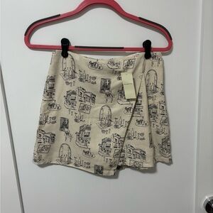A&F Scarlett Linen-Blend Wrap Mini Skort - Tan Pattern (Matching set avail)